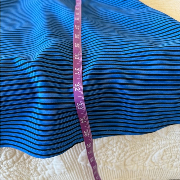 BCBG Royal blue and black striped modern swing dress a-line women's size L - Picture 2 of 7